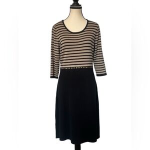 Calvin Klein Women’s size Medium dress black/ beige with gold waist accent